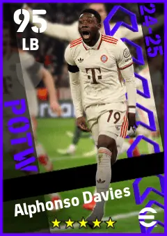 Alphonso Davies eFootball 2026 player card — 95 OVR LB
