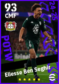Eliesse Ben Seghir eFootball 2026 player card — 93 OVR CMF