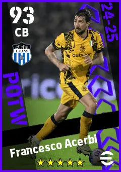Francesco Acerbi eFootball 2026 player card — 93 OVR CB