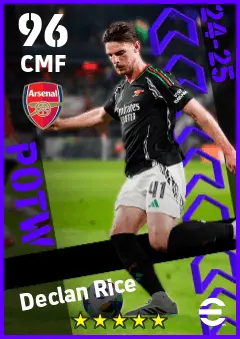 Declan Rice eFootball 2026 player card — 96 OVR CMF