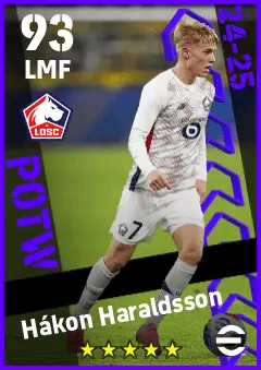 Hakon Haraldsson eFootball 2026 player card — 93 OVR LMF
