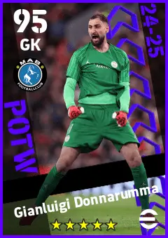 Gianluigi Donnarumma eFootball 2026 player card — 95 OVR GK