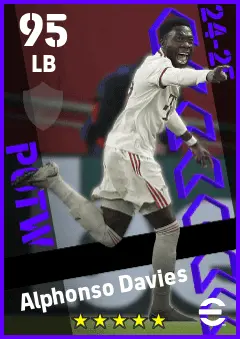 Alphonso Davies eFootball 2026 player card — 95 OVR LB