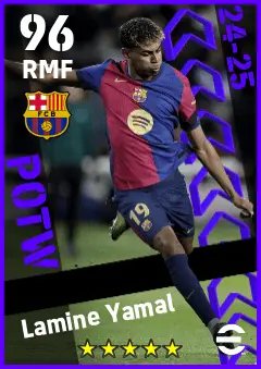 Lamine Yamal eFootball 2026 player card — 96 OVR RMF