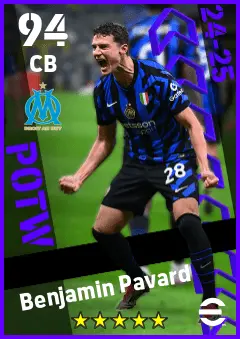 Benjamin Pavard eFootball 2026 player card — 94 OVR CB