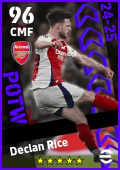Declan Rice eFootball 2026 player card — 96 OVR CMF