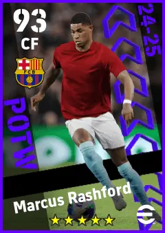 Marcus Rashford eFootball 2026 player card — 93 OVR CF