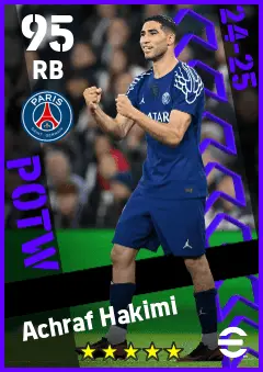 Achraf Hakimi eFootball 2026 player card — 95 OVR RB