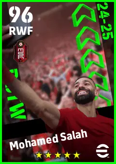 Mohamed Salah eFootball 2026 player card — 96 OVR RWF