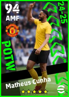 Matheus Cunha eFootball 2026 player card — 94 OVR AMF