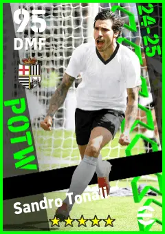 Sandro Tonali eFootball 2026 player card — 95 OVR DMF