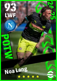 Noa Lang eFootball 2026 player card — 93 OVR LWF