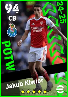 Jakub Kiwior eFootball 2026 player card — 94 OVR CB
