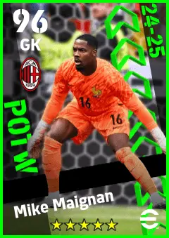 Mike Maignan eFootball 2026 player card — 96 OVR GK