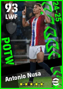 Antonio Nusa eFootball 2026 player card — 93 OVR LWF
