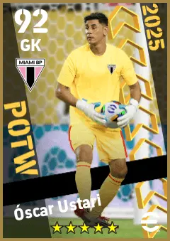 Oscar Ustari eFootball 2026 player card — 92 OVR GK