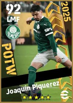 Joaquin Piquerez eFootball 2026 player card — 92 OVR LMF