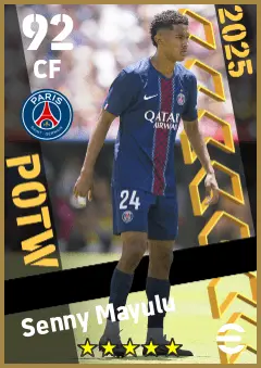Senny Mayulu eFootball 2026 player card — 92 OVR CF