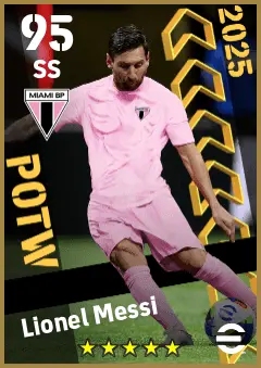Lionel Messi eFootball 2026 player card — 95 OVR SS