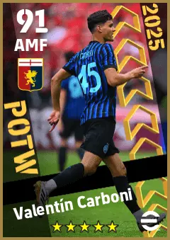 Valentin Carboni eFootball 2026 player card — 91 OVR AMF