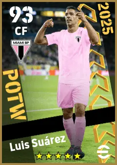 Luis Suarez eFootball 2026 player card — 93 OVR CF