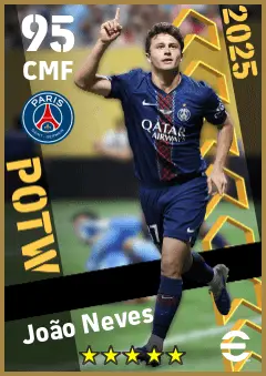 Joao Neves eFootball 2026 player card — 95 OVR CMF