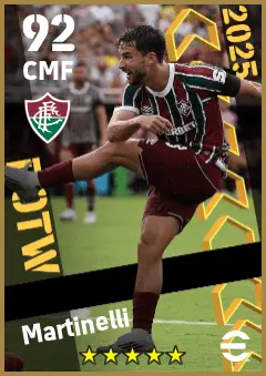 Martinelli eFootball 2026 player card — 92 OVR CMF