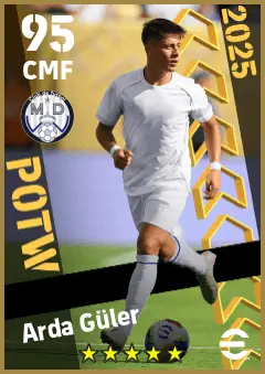Arda Guler eFootball 2026 player card — 95 OVR CMF