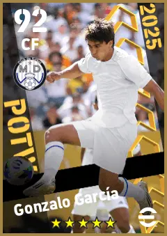 Gonzalo Garcia eFootball 2026 player card — 92 OVR CF