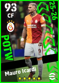 Mauro Icardi eFootball 2026 player card — 93 OVR CF