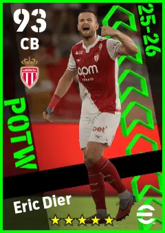 Eric Dier eFootball 2026 player card — 93 OVR CB