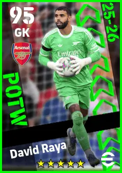 David Raya eFootball 2026 player card — 95 OVR GK