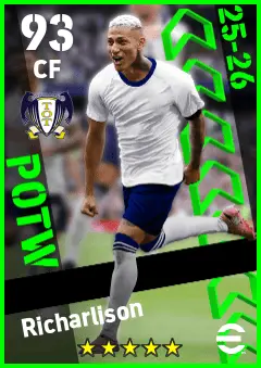 Richarlison eFootball 2026 player card — 93 OVR CF