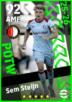 Sem Steijn eFootball 2026 player card — 92 OVR AMF