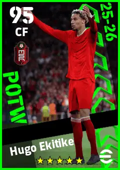 Hugo Ekitike eFootball 2026 player card — 95 OVR CF