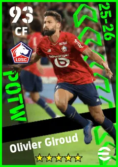 Olivier Giroud eFootball 2026 player card — 93 OVR CF