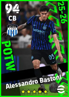 Alessandro Bastoni eFootball 2026 player card — 94 OVR CB