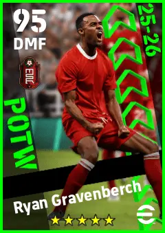 Ryan Gravenberch eFootball 2026 player card — 95 OVR DMF