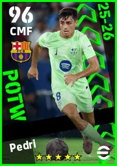 Pedri eFootball 2026 player card — 96 OVR CMF