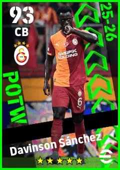 Davinson Sanchez eFootball 2026 player card — 93 OVR CB