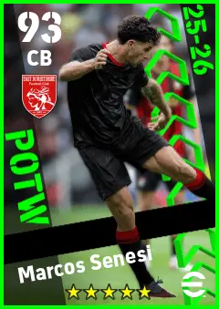 Marcos Senesi eFootball 2026 player card — 93 OVR CB