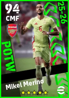 Mikel Merino eFootball 2026 player card — 94 OVR CMF