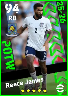 Reece James eFootball 2026 player card — 94 OVR RB