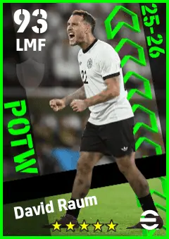 David Raum eFootball 2026 player card — 93 OVR LMF