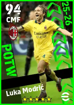 Luka Modric eFootball 2026 player card — 94 OVR CMF