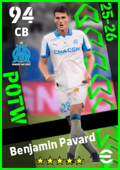 Benjamin Pavard eFootball 2026 player card — 94 OVR CB