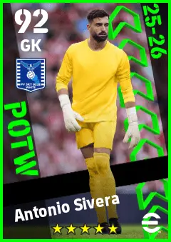 Antonio Sivera eFootball 2026 player card — 92 OVR GK