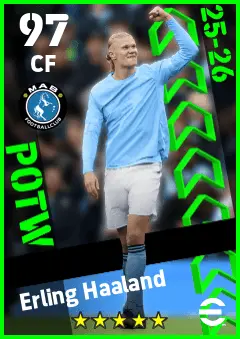 Erling Haaland eFootball 2026 player card — 97 OVR CF