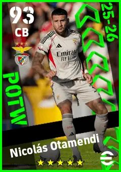 Nicolas Otamendi eFootball 2026 player card — 93 OVR CB