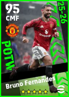 Bruno Fernandes eFootball 2026 player card — 95 OVR CMF